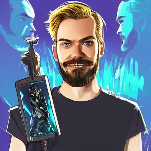 Prompt: pewdiepie as a king on his gamer throne, pewdiepie as the king of youtube, art by stanley lau, artgerm, bosslogic, rossdraws