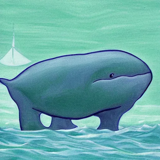 Image similar to a green whale