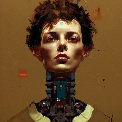 Image similar to portrait of a robot by greg rutkowski in the style of egon schiele