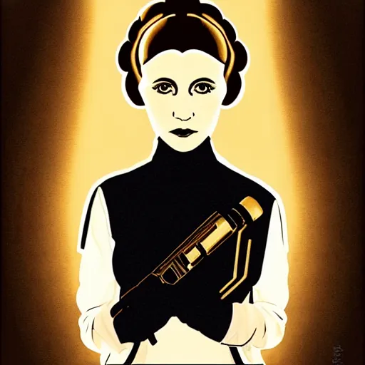 Image similar to portrait of princess leia doing a duckface, in a light white dress, digital art, golden hour, smooth, extremely detailed