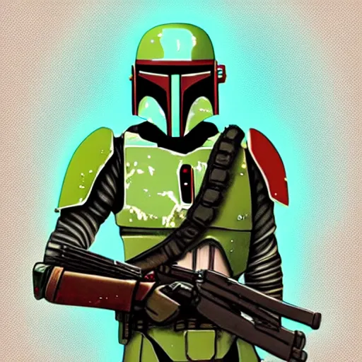 Image similar to boba fett nft, random artstyle