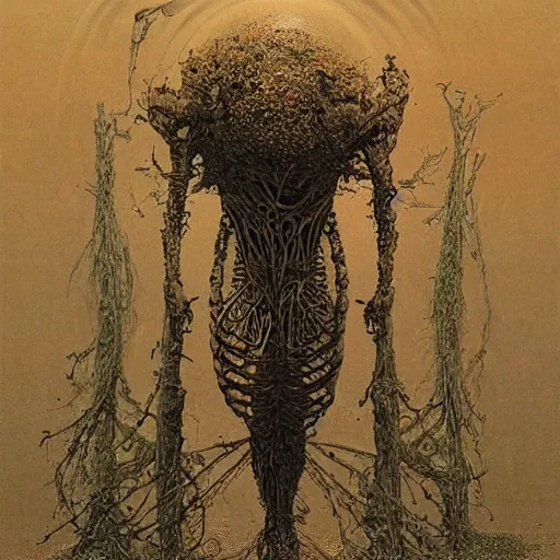 Image similar to an organic biomechanical machine by Beksinski