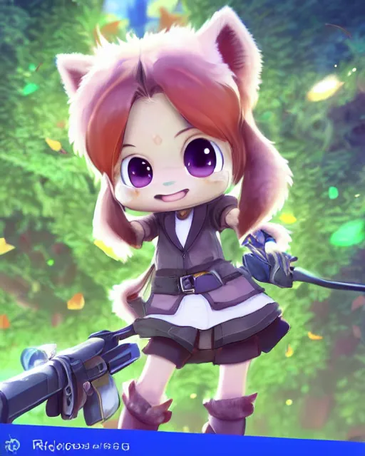 Image similar to female furry mini cute style, highly detailed, rendered, ray - tracing, cgi animated, 3 d demo reel avatar, style of maple story and zootopia, maple story gun girl, fox from league of legends chibi, soft shade, soft lighting