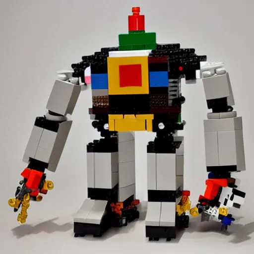 Prompt: anime robot building with legos by Keiichi Arawi