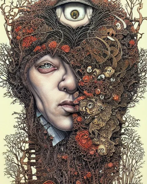 Prompt: portrait painted in jacek yerka style drawn by vania zouravliov and takato yamamoto, inspired by the office, intricate acrylic gouache painting, high detail, sharp high detail, artstation