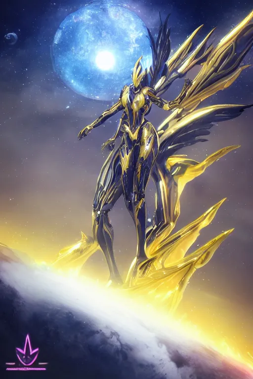 Prompt: galactic hyperdetailed elegant beautiful stunning giantess sexy hot anthropomorphic mecha female dragon goddess, sleek spines, metal ears, sleek yellow eyes, elegant smooth skin, hot gold body, bigger than galaxy, epic proportions, epic scale, epic size, warframe destiny fanart, furry, dragon art, goddess, giantess, furaffinity, octane render