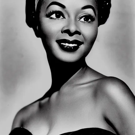 Image similar to black and white photo of a beautiful and elegant 1 9 5 0 s black actress modelling