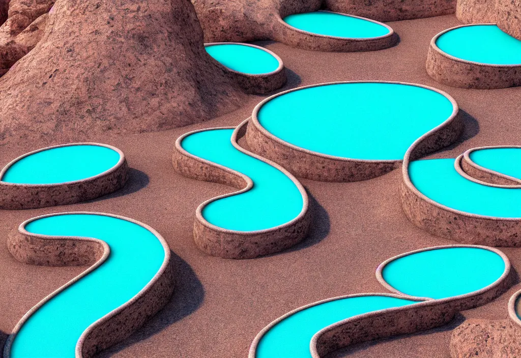 Prompt: desert, stone spiral bridges between weightless flying rocks. wide angle lens, trending on artstation. vogue magazine. halo. octane rendering, cinematic, hyperrealism, octane rendering, 8 k, depth of field, bokeh. iridescent accents. vibrant. teal white and blue color scheme