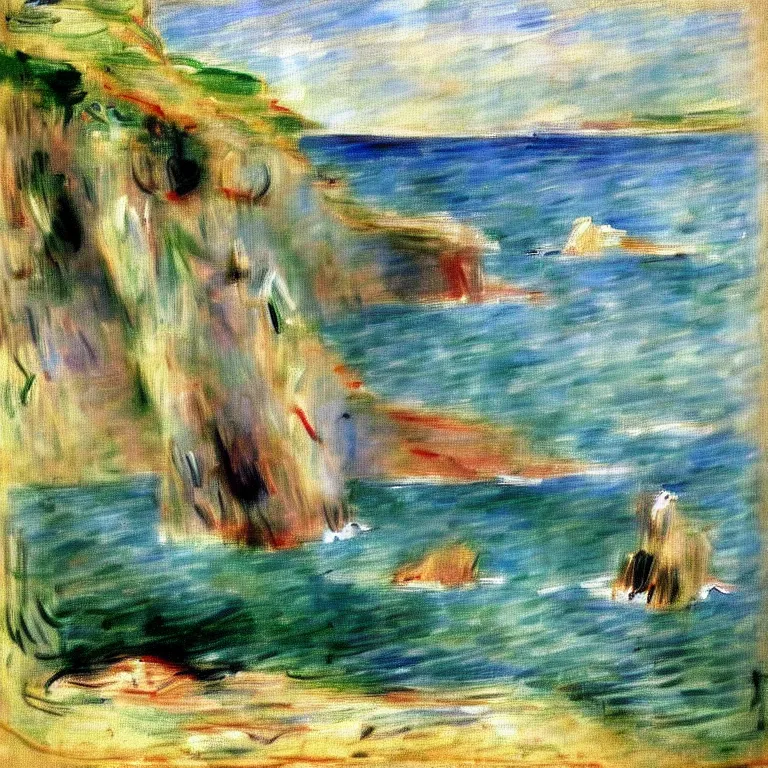 Prompt: a master painting of sea caves, sharp focus, very detaied, by berthe morisot