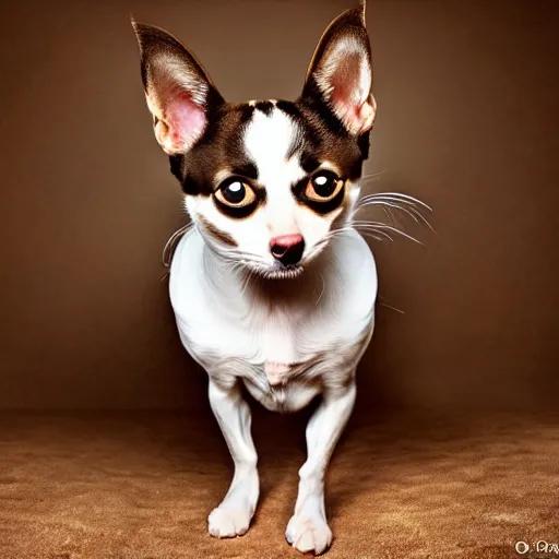 Image similar to a feline chihuahua - cat - hybrid, animal photography