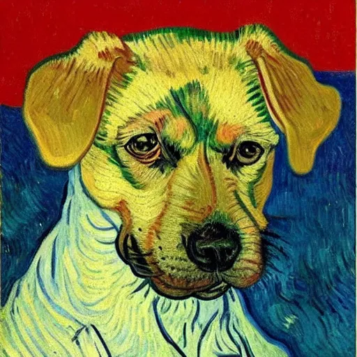 Prompt: van gogh painted a portrait of a dog, highly detailed, byvan gogh