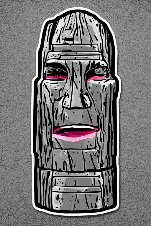 Image similar to sticker art, cronobreaker moai statue popart slap face caricature comic book illustration cartoon graffity street digital