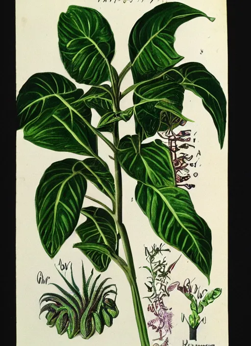 Image similar to vintage botanical illustration of Audrey Plant from Little Shop of Horrors (1986), detailed