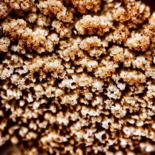 Prompt: a macrophoto of a bread crumb, photography,