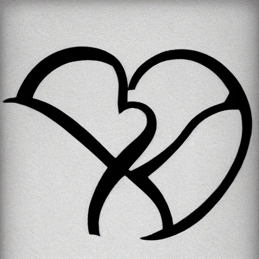 Image similar to tattoo stencil. pencil line drawing, black and white, stylized heart of a logo for a gym