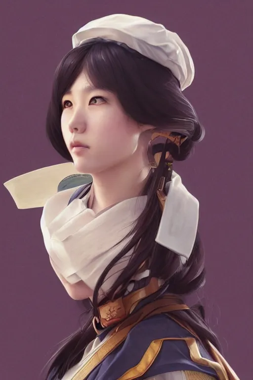 Image similar to high fantasy science-fiction character portrait of Minami Hamabe in Japanese school uniform, highly detailed, digital painting, artstation, upper body, concept art, smooth, sharp focus, illustration, art by artgerm and greg rutkowski and alphonse mucha