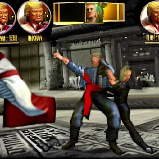 Prompt: donald trump in mortal kombat video game, screenshot