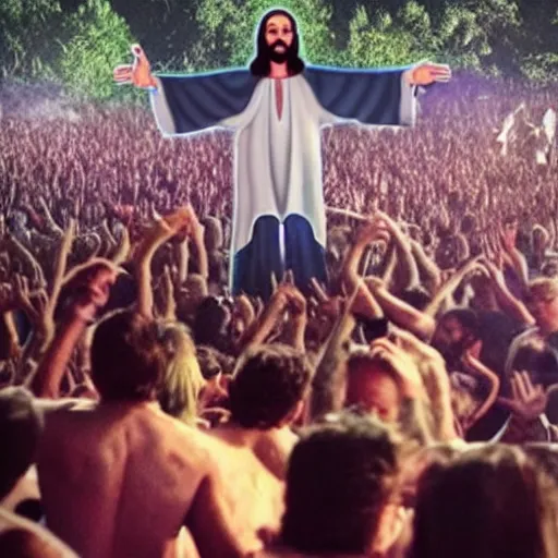 Image similar to jesus on a rave