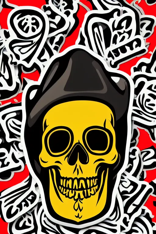 Image similar to A portrait of a skull that is a cowboy, sticker, colorful, illustration, highly detailed, smooth and clean vector curves, no jagged lines, vector art, smooth