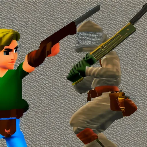 Image similar to link with a gun, ps 1 graphics