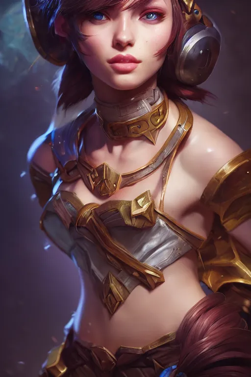 Image similar to league of legends portrait, au naturel, hyper detailed, digital art, trending in artstation, cinematic lighting, studio quality, smooth render, unreal engine 5 rendered, octane rendered, art style by klimt and nixeu and ian sprigger and wlop and krenz cushart.