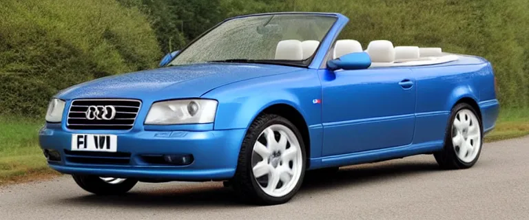 Image similar to Denim Blue Audi A4 B6 Avant Convertible (2002), red interior, soft top, created by Barclay Shaw