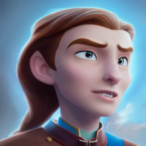 Image similar to a portrait of a hero in an animated disney fantasy movie, oil painting, pale colors, high detail, 8 k, wide angle, global illumination, trending on artstation,