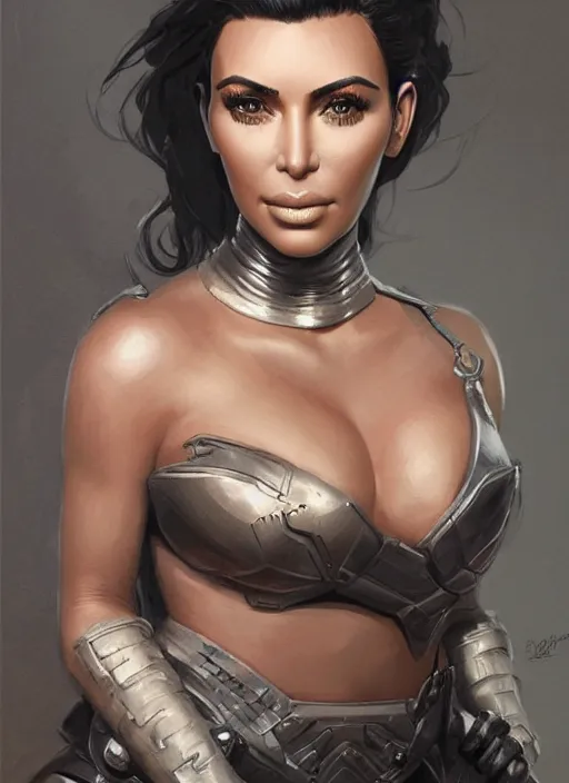 Image similar to Portrait of Kim Kardashian , marvel comics, dark, intricate, highly detailed, smooth, artstation, digital illustration by Ruan Jia and Mandy Jurgens and Artgerm and Wayne Barlowe and Greg Rutkowski and Frank Frazetta