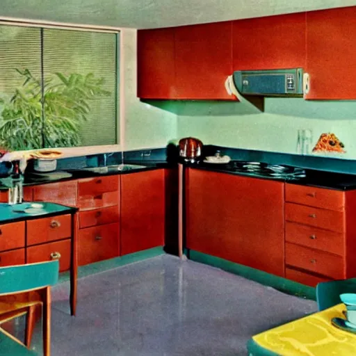 Image similar to a 1960s kitchen