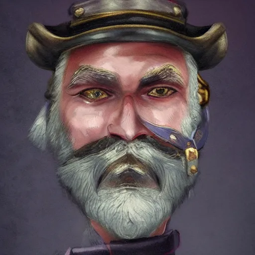 Image similar to A portrait of a grizzled steampunk captain wearing a monocle, by Nornam Rockwell, trending on artstation.