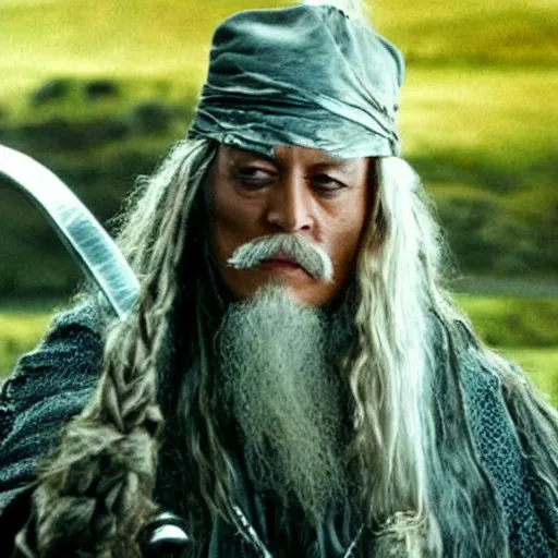 Prompt: Johnny Depp playing Gandalf from Lord of the Rings