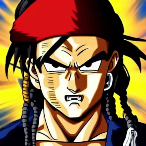 Prompt: Jack Sparrow as a dragon ball character