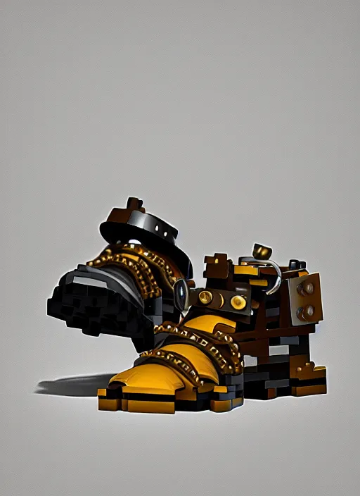 Image similar to sneaker made out of lego, steampunk, sculpture, cinema 4 d, octane render