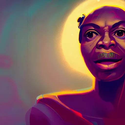 Image similar to Highly detailed portrait of a cyborg nina simone singing in a speakeasy unreal engine, fantasy art by lois van baarle, global illumination, detailed and intricate environment