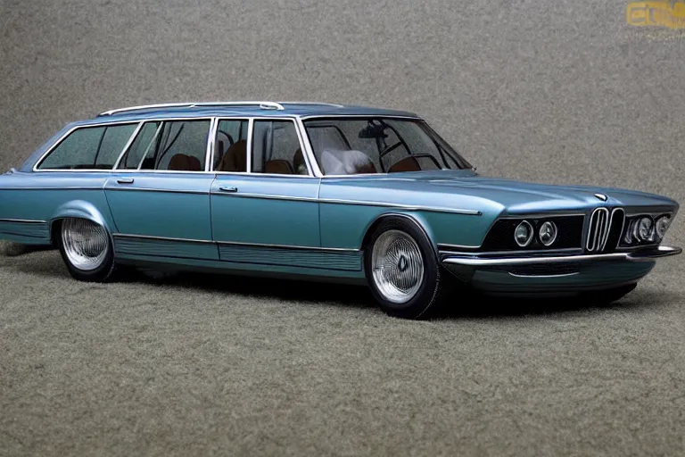 Image similar to intricate, 3 d, 1 9 7 0 shark nose bmw 7 series two - door wagon estate, style by caspar david friedrich and wayne barlowe and ted nasmith.