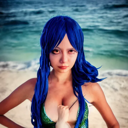 Image similar to headshot of a cute girl cosplaying as Nami from One Piece standing on a beach, cosplay, photo by Mert and Marcus