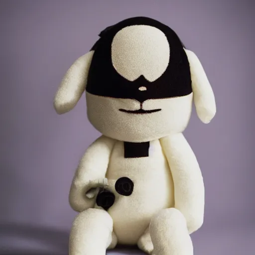 Prompt: A homemade plushie, representing Ed Harris, studio lighting, F 1.4 Kodak Portra