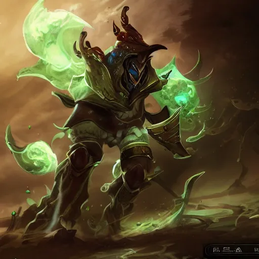 Image similar to Thresh from League of legends, high resolution fantasy concept art, intricate details, soft lighting