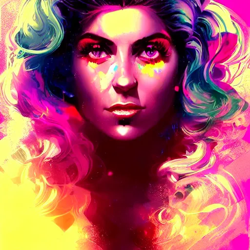 Image similar to portrait of a beautiful marina diamandis electra heart, volume lighting, concept art, by greg rutkowski!!, colorful, xray melting colors!!