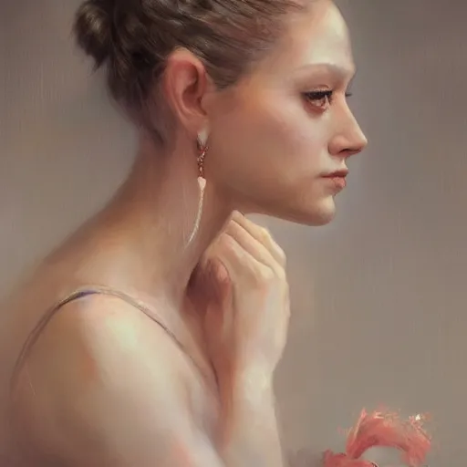 Image similar to Portrait of Olivia Taylor Dudley as a Ballerina by Ruan Jia and Mandy Jurgens and Artgerm and william-adolphe bouguerea, highly detailed, trending on artstation, award winning,