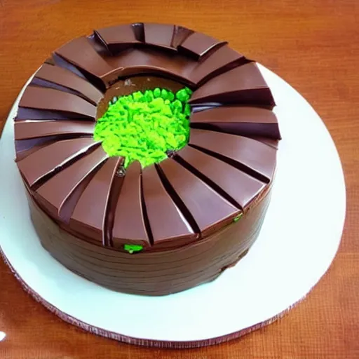 Prompt: multi level chocolate cake in the shape or a computer, very tasty