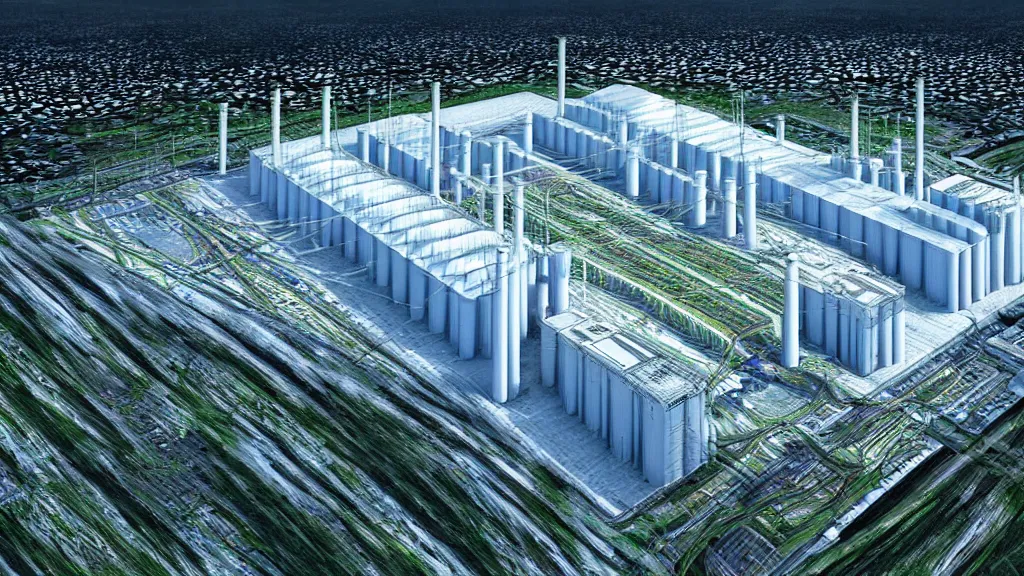 Image similar to Nuclear Forest Hybrid Power Station; Location: Quito, Ecuador; by Vincent Callebaut; Cinema 4K, 8K;