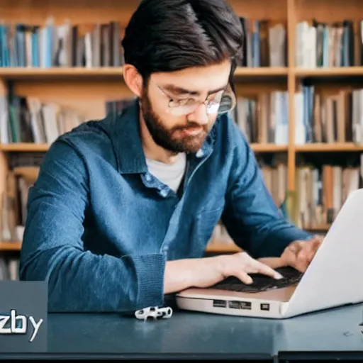 Image similar to a machine learning engineer working tirelessly on his laptop,jazza YouTube , art