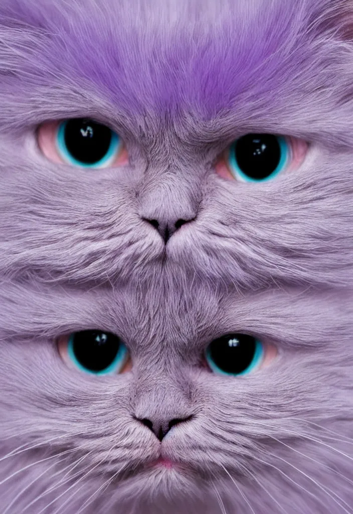 Prompt: extreme closeup of a single lavender selkirk rex cat face, hyper minimalist geometric flat color solid spot color, 9 0 s graphic design art poster design in the style of die gestalten verlag