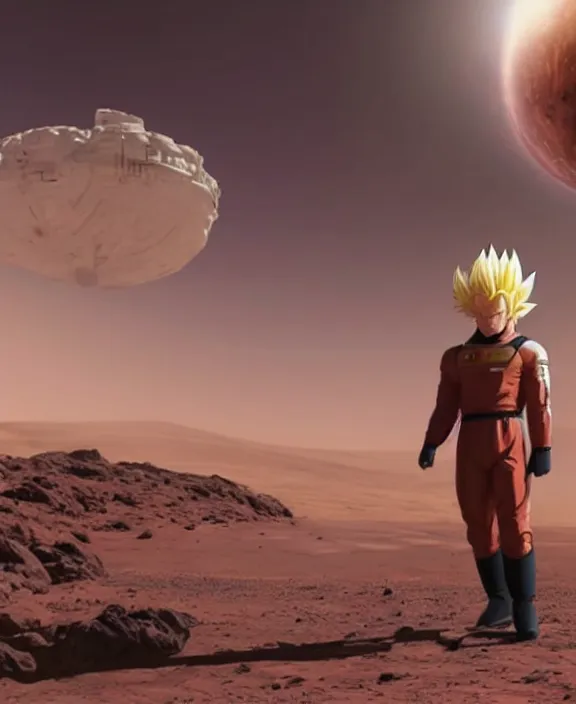 Prompt: Elon Musk getting a super saiyan power up on mars, 4k resolution, detailed