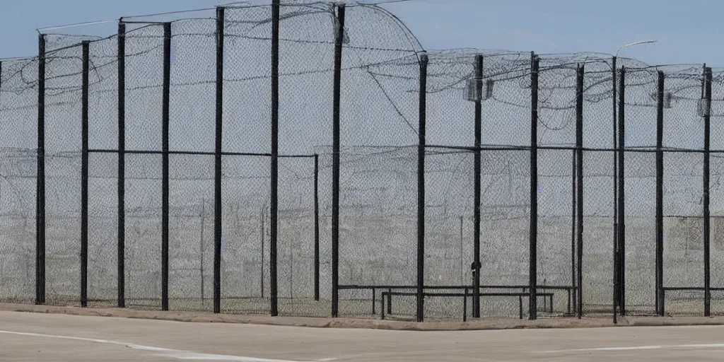 Image similar to cages at guantanamo bay prison, plain background, no army
