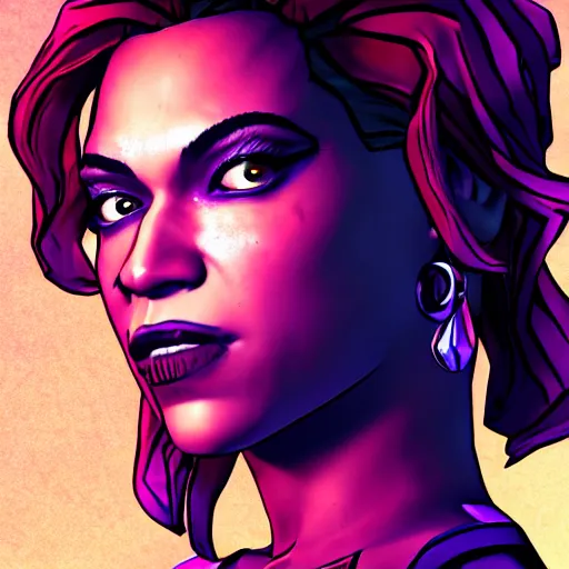 Image similar to beyonce portrait, borderlands, tales from the borderlands, the wolf among us, comic, cinematic lighting, studio quality, 8 k