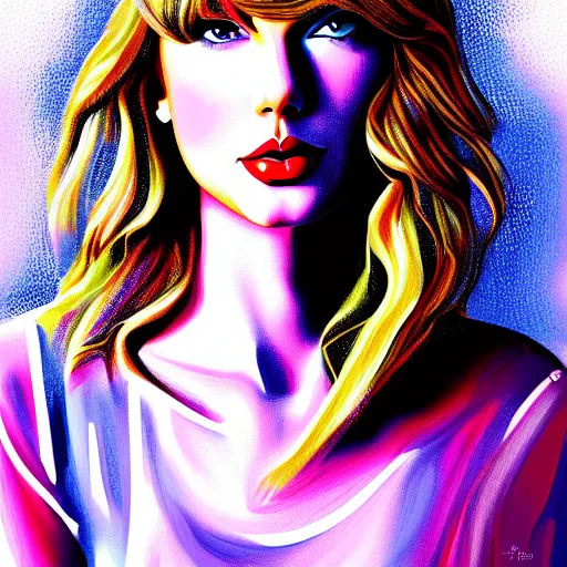 Image similar to portrait of Taylor Swift, highly detailed, centered, solid color background, digital painting