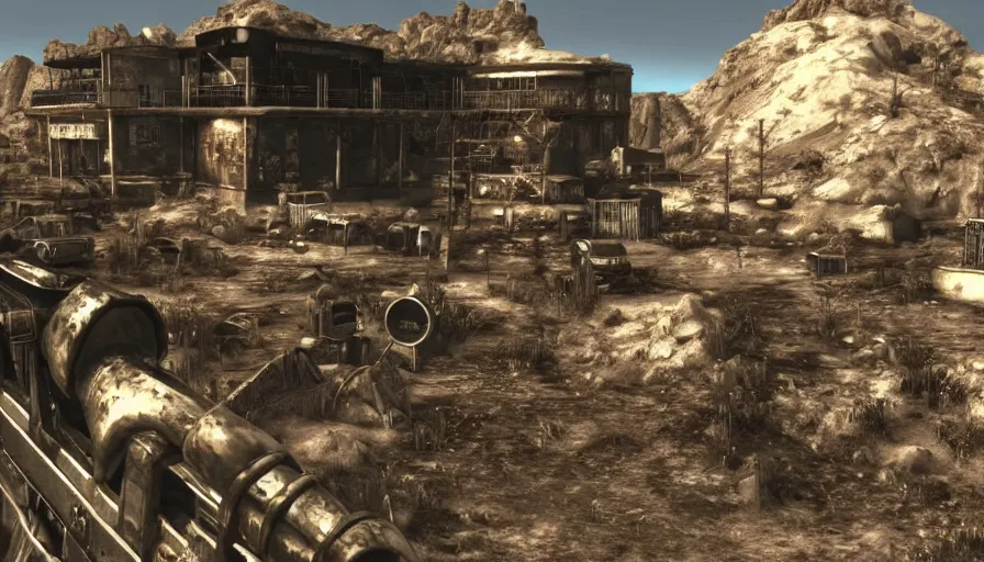 Image similar to 3 d rendering of fallout new vegas, unreal engine, 4 k, ultra detailed