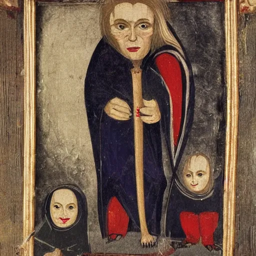 Image similar to vampire, medieval painting